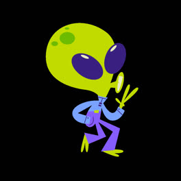 Eine-Animation-Einer-Retro-Cartoon-Alien-Aufklebersammlung