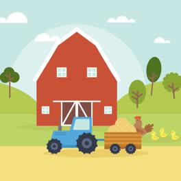 An-animation-of-a-Barn-and-tractor-background