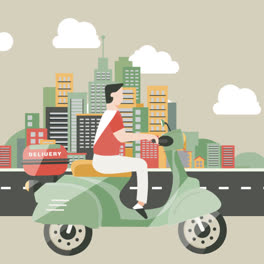 An-animation-of-a-Deliveryman-in-the-city-with-flat-design