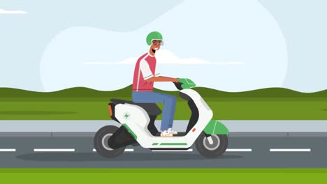 An-animation-of-a-People-driving-electric-scooter