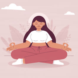 Una-Animación-De-Una-Ilustración-Orgánica-Plana-De-Personas-Meditando.