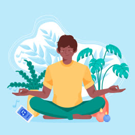 Una-Animación-De-Una-Ilustración-Orgánica-Plana-De-Personas-Meditando.