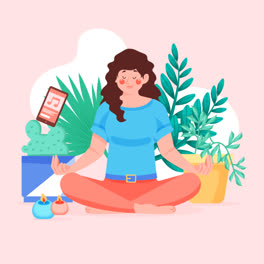 Una-Animación-De-Una-Ilustración-Orgánica-Plana-De-Personas-Meditando.