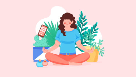 Una-Animación-De-Una-Ilustración-Orgánica-Plana-De-Personas-Meditando.