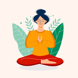 Eine-Animation-Einer-Organischen,-Flachen-Menschen-Meditationsillustration