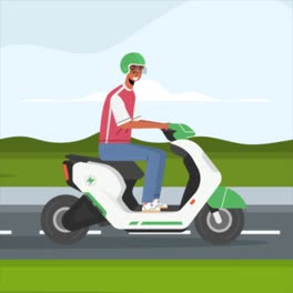 An-animation-of-a-People-driving-electric-scooter