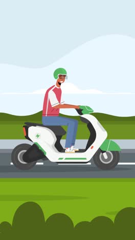 An-animation-of-a-People-driving-electric-scooter