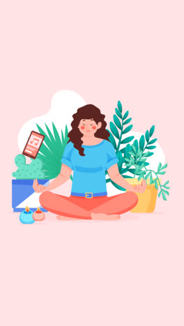 Una-Animación-De-Una-Ilustración-Orgánica-Plana-De-Personas-Meditando.