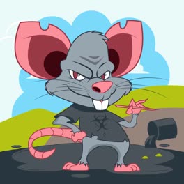 Eine-Animation-Einer-Handgezeichneten-Cartoon-Illustration-Einer-Bösen-Ratte