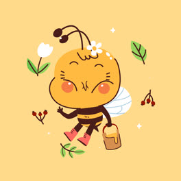 An-animation-of-a-Hand-drawn-cartoon-bee-illustration