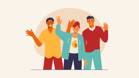 An-animation-of-a-Hand-drawn-flat-design-people-waving-illustration