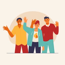 An-animation-of-a-Hand-drawn-flat-design-people-waving-illustration