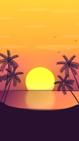 Eine-Animation-Einer-Strand-Sonnenuntergangslandschaft-Mit-Farbverlauf