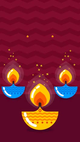 Una-Animación-De-Un-Fondo-De-Feliz-Diwali-Con-Velas-De-Colores-En-Diseño-Plano.