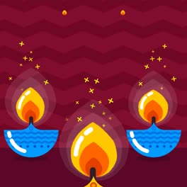 Una-Animación-De-Un-Fondo-De-Feliz-Diwali-Con-Velas-De-Colores-En-Diseño-Plano.