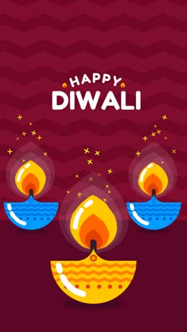 Una-Animación-De-Un-Fondo-De-Feliz-Diwali-Con-Velas-De-Colores-En-Diseño-Plano.