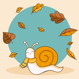 Eine-Animation-Einer-Handgezeichneten-Herbstillustration-Mit-Einer-Schnecke-Im-Foulard