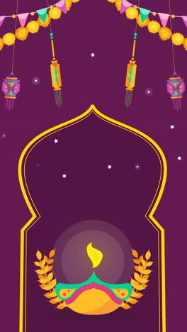 Una-Animación-De-Un-Fondo-Plano-Para-La-Celebración-Del-Festival-De-Diwali.