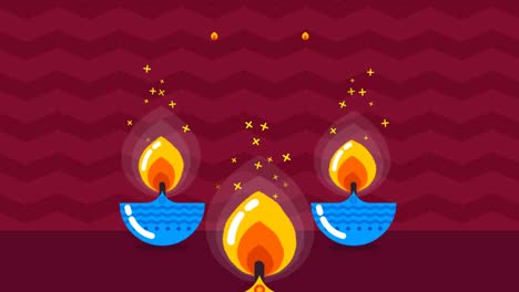 Una-Animación-De-Un-Fondo-De-Feliz-Diwali-Con-Velas-De-Colores-En-Diseño-Plano.