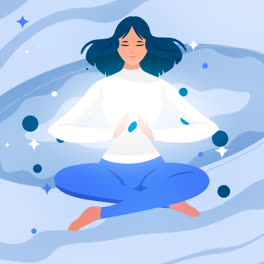 Una-Animación-De-Una-Ilustración-Plana-De-Personas-Meditando.