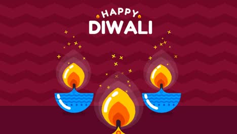 Una-Animación-De-Un-Fondo-De-Feliz-Diwali-Con-Velas-De-Colores-En-Diseño-Plano.