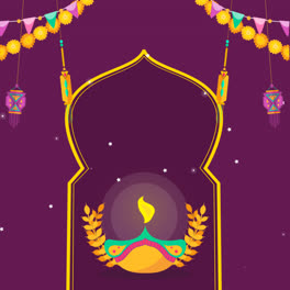 Una-Animación-De-Un-Fondo-Plano-Para-La-Celebración-Del-Festival-De-Diwali.