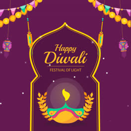 Una-Animación-De-Un-Fondo-Plano-Para-La-Celebración-Del-Festival-De-Diwali.