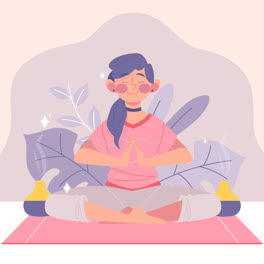 An-animation-of-a-Organic-flat-woman-meditating