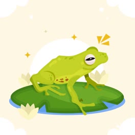 An-animation-of-a-Organic-flat-adorable-frog-illustration