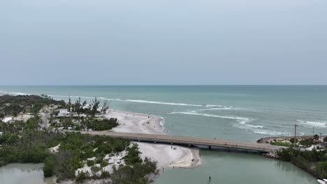 Vista-Aérea-De-La-Playa-Blind-Pass-En-Sanibel,-Florida