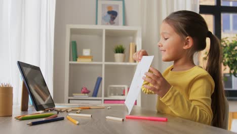 Girl-Drawing-and-Having-Video-Call-on-Tablet-Pc.childhood,-creativity-and-technology-concept-–-happy-smiling-little-girl-having-video-call-on-tablet-pc-computer-and-showing-her-drawing-at-home