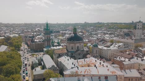 Lvov,-Ukraine.-Aerial-City-Lviv,-Ukraine.-Panorama-of-the-old-town.-Dominican