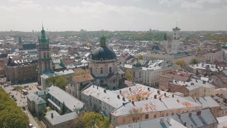 Lvov,-Ukraine.-Aerial-City-Lviv,-Ukraine.-Panorama-of-the-old-town.-Dominican