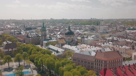 Lvov,-Ukraine.-Aerial-City-Lviv,-Ukraine.-Panorama-of-the-old-town.-Dominican