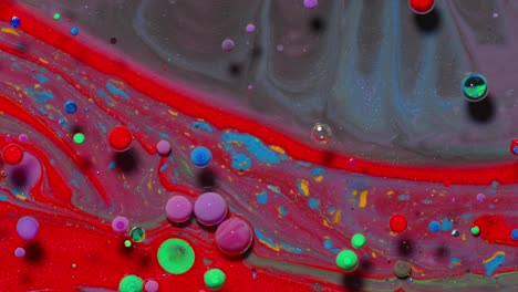 Bright-neon-colorful-bubbles-oil-and-ink,-acrylic-paint-moving-close-up,-wallpaper-background