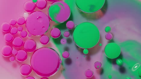 Macro-structure-of-multicolored-water-paint-oil-bubbles-movement,-bright-colorful-acrylic-painting