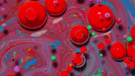 Fantastic-structure-of-colorful-oil-paint-and-ink-bubbles,-chaotic-motion,-abstract-colorful-paint