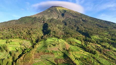 Vista-Aérea-De-La-Montaña-Sindoro-Con-Plantación-En-La-Ladera.