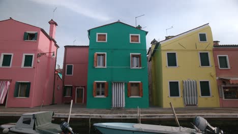 Triptych-of-Burano's-Vibrant-Canal-Houses,-Venice-Italy