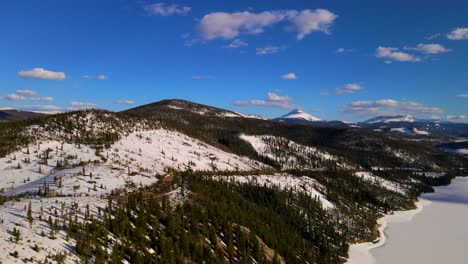 Snow-covering-landscape-around-Dillion-reservoir-on-beautiful-day