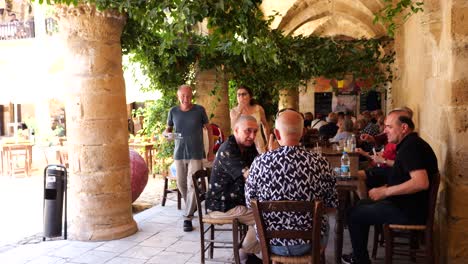 People-Outdoor-Dining-In-Courtyard,-Nicosia