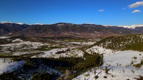 Aerial-wide-shot-of-amazing-landscape-in-Summit-County,-Colorado