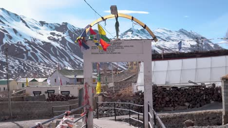 Spiti-Village-Morning-windy-sunny-weather-with-snow-capped-mountains-of-the-himalayas-in-the-background