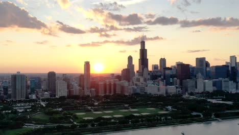 Time-lapse-Del-Horizonte-De-Chicago-Con-Drones