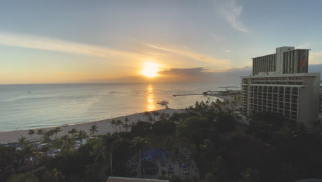 Waikiki-Beach-Sunset-with-View-from-Hale-Koa-Hotel-Balcony-in-Oahu-Hawaii