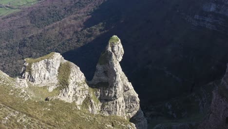 Aerial-drone-impressive-landscapes-of-the-ravines-on-Mount-Txarlazo-de-Orduña-in-the-Basque-Country