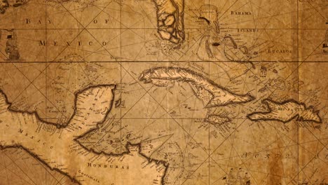 Mapa-Antiguo-De-La-Bahía-De-México-Y-Las-Islas-Del-Caribe