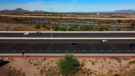 Traffic-Sweep-Along-Loop-202-Freeway-by-Salt-River-Near-Mesa-Arizona