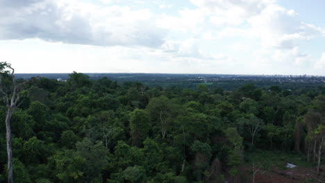 Aerial---Iguazu-National-Park,-Misiones,-Argentina,-wide-forward-pan-left