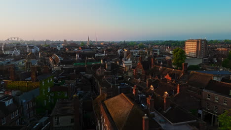 Establishing-Aerial-Drone-Shot-over-York-City-Centre-at-Sunrise-UK